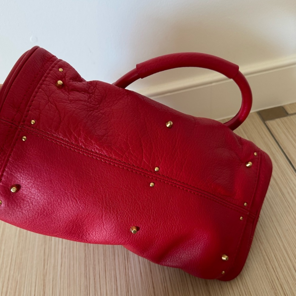 Paddington Big Lock Red Leather Handbag with Gold Accents - Picture 7 of 9